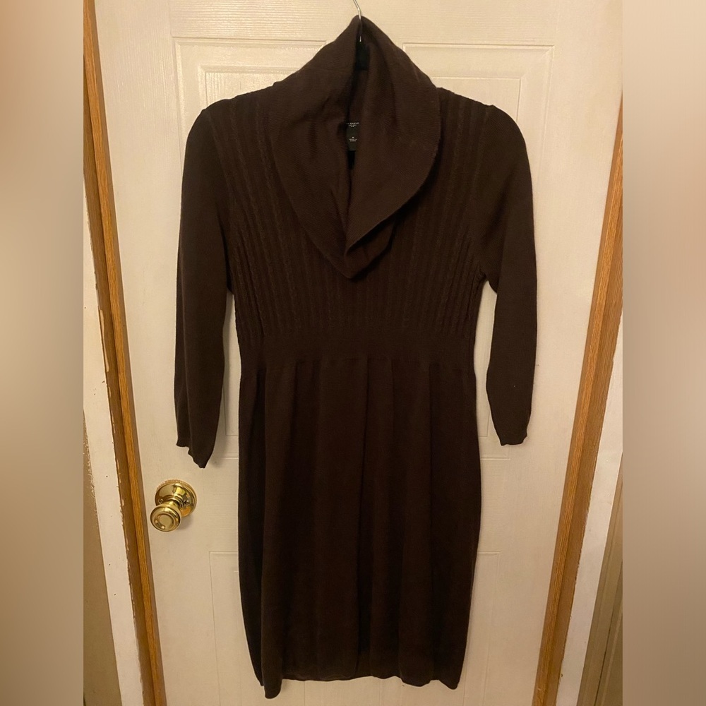 Ann Taylor Chocolate Brown Long Sleeve Sweater Dress
